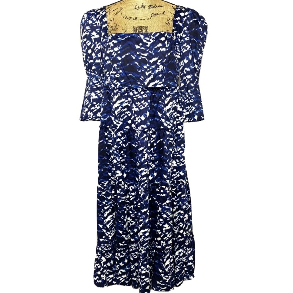 Diane Von Furstenberg Nora Dress Blue White Tie Dye Tiger NEW NWT